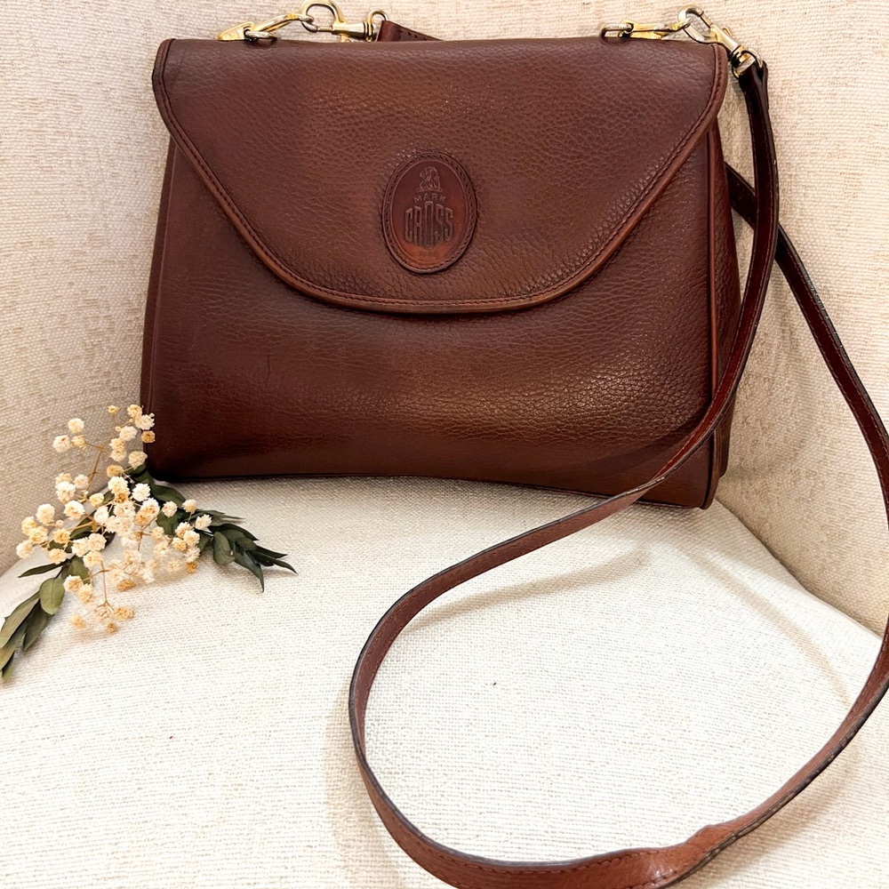 Mark Cross Brown Leather Crossbody Bag Vintage